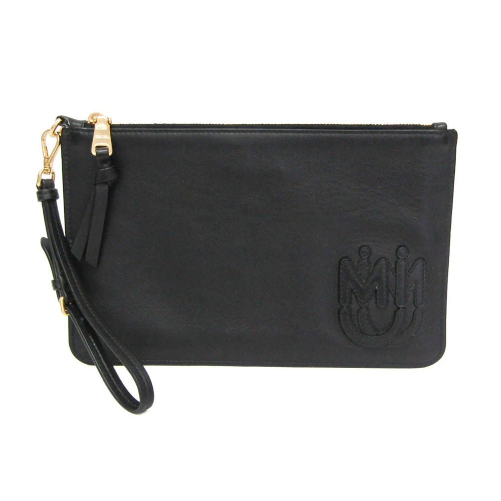 Miu Miu Women's Leather Clutch Bag,Pouch Black